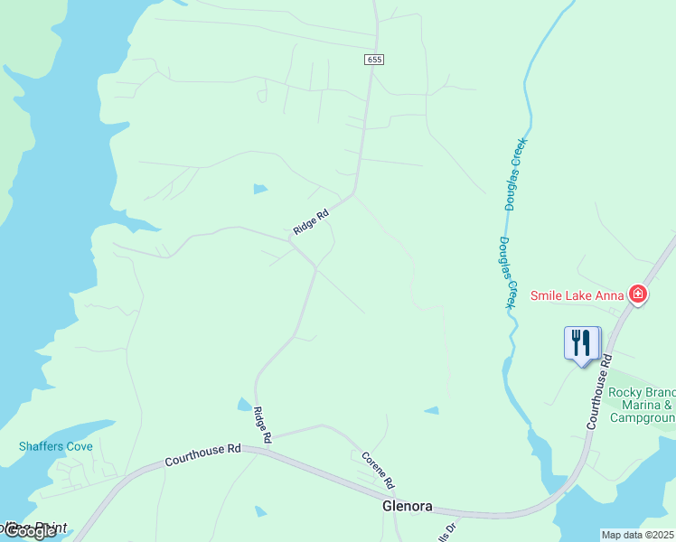map of restaurants, bars, coffee shops, grocery stores, and more near 4965 Ridge Road in Spotsylvania Courthouse