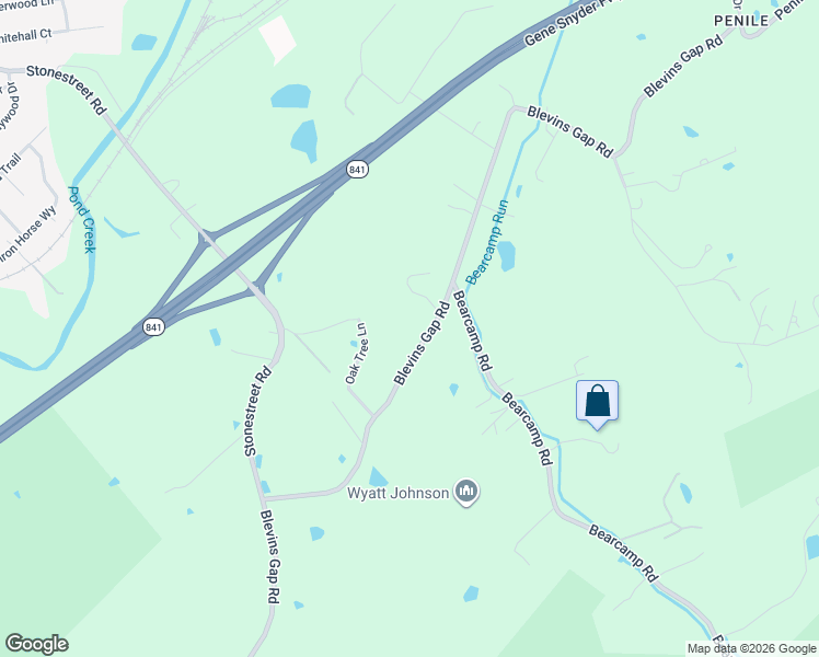 map of restaurants, bars, coffee shops, grocery stores, and more near 3019 Blevins Gap Road in Louisville