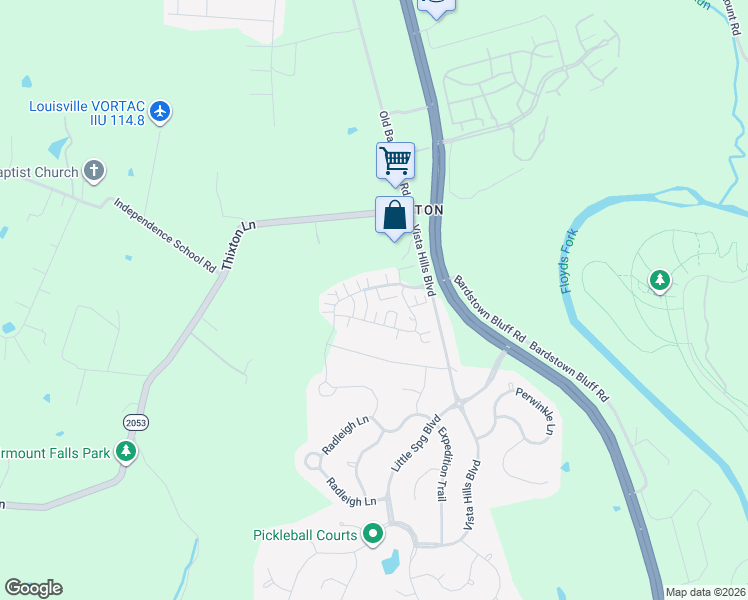 map of restaurants, bars, coffee shops, grocery stores, and more near 9903 Lindsey Springs Way in Louisville