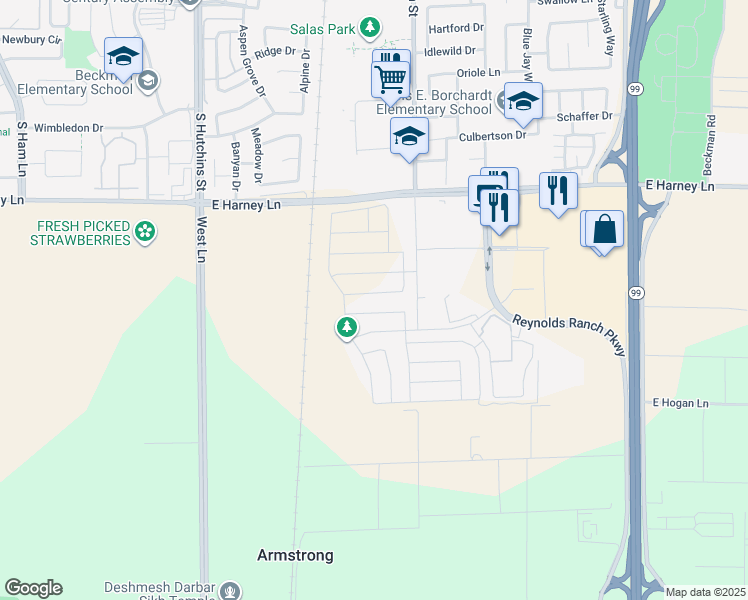 map of restaurants, bars, coffee shops, grocery stores, and more near 114 Bodega Drive in Lodi