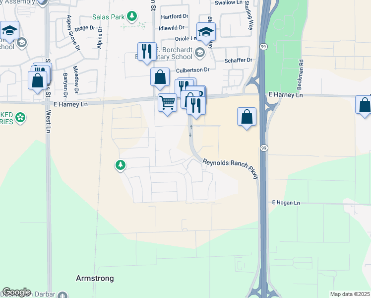 map of restaurants, bars, coffee shops, grocery stores, and more near 2905 Reynolds Ranch Parkway in Lodi