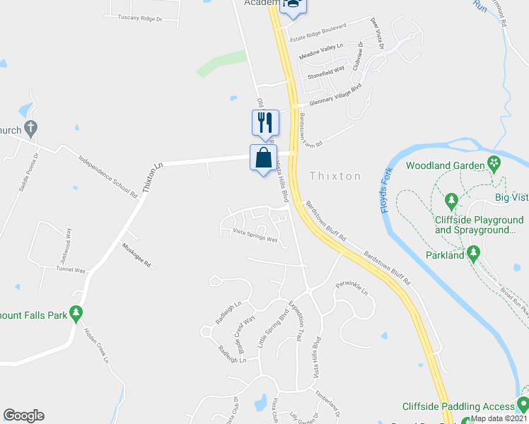 map of restaurants, bars, coffee shops, grocery stores, and more near 10539 Clyde Moore Boulevard in Louisville