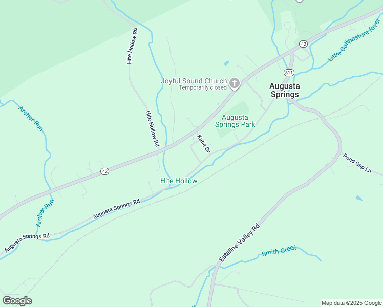 map of restaurants, bars, coffee shops, grocery stores, and more near 279 Augusta Springs Road in Craigsville