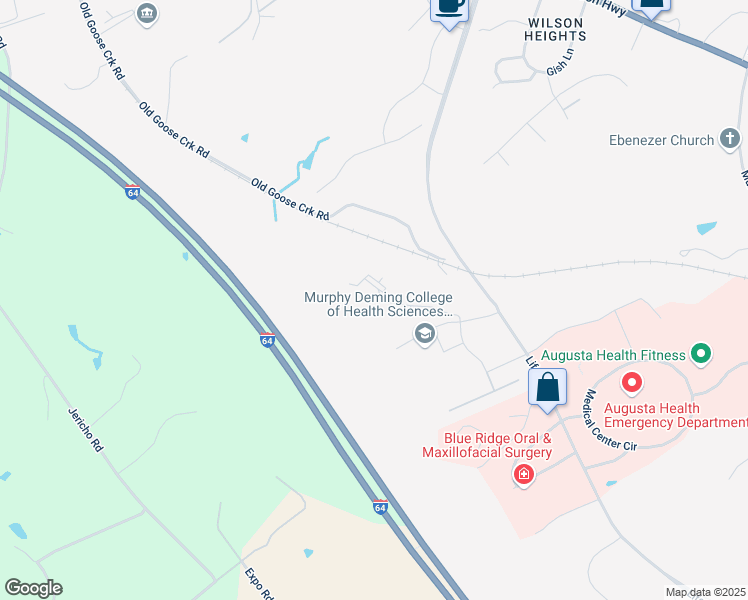 map of restaurants, bars, coffee shops, grocery stores, and more near 80 Goose Point Lane in Fishersville