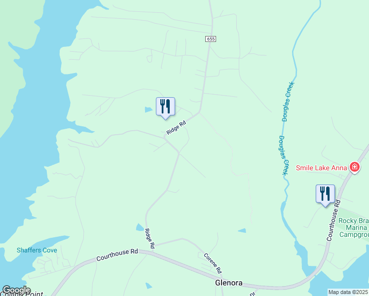 map of restaurants, bars, coffee shops, grocery stores, and more near 4965 Ridge Road in Spotsylvania Courthouse