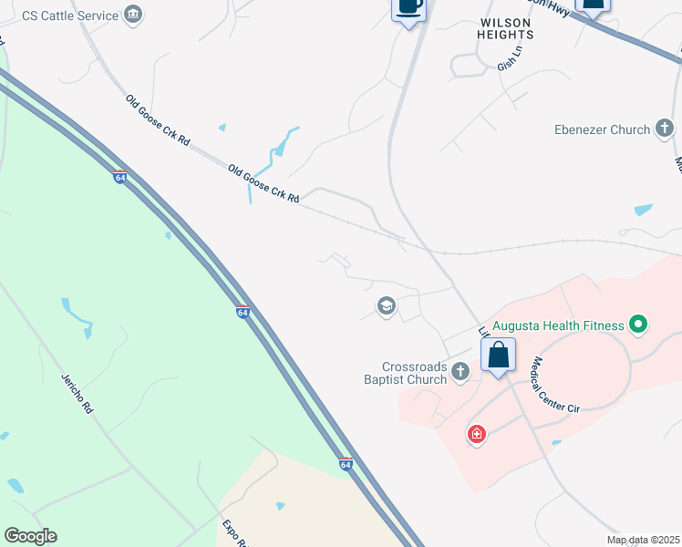 map of restaurants, bars, coffee shops, grocery stores, and more near 80 Goose Point Lane in Fishersville