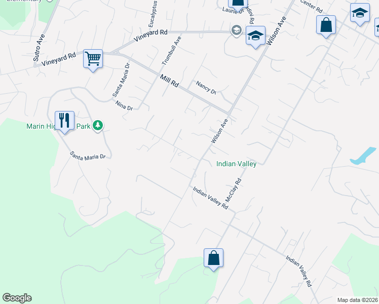 map of restaurants, bars, coffee shops, grocery stores, and more near 2016 Hatch Road in Novato