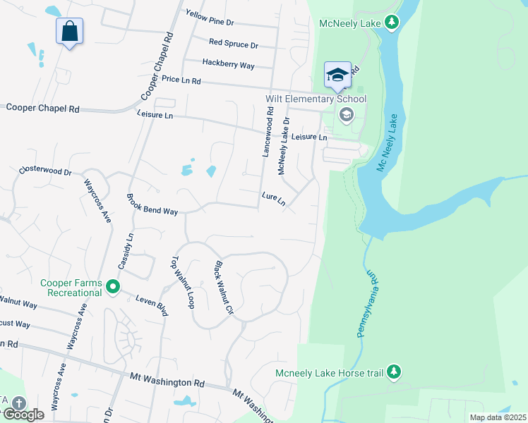map of restaurants, bars, coffee shops, grocery stores, and more near 6520 Brook Bend Way in Louisville