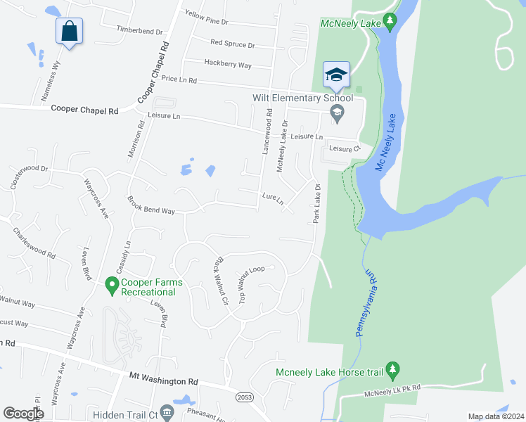 map of restaurants, bars, coffee shops, grocery stores, and more near 6502 Lure Lane in Louisville