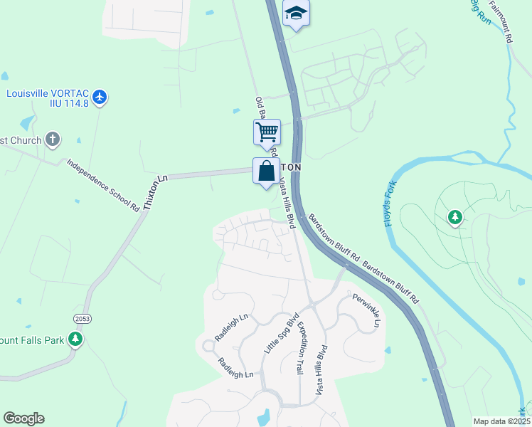 map of restaurants, bars, coffee shops, grocery stores, and more near 10539 Clyde Moore Boulevard in Louisville