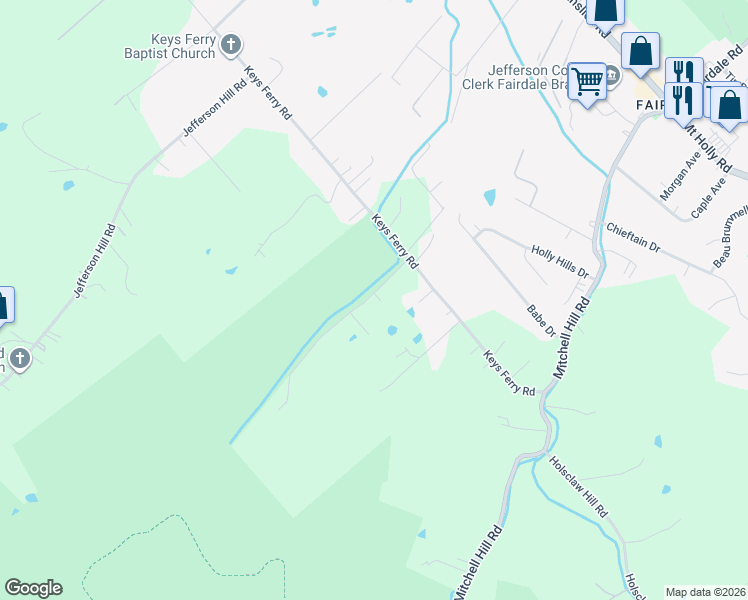 map of restaurants, bars, coffee shops, grocery stores, and more near 502 Wolf Run Road in Louisville