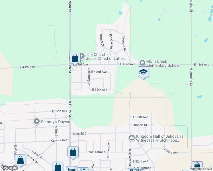map of restaurants, bars, coffee shops, grocery stores, and more near 4000-4014 Hampton in Hutchinson