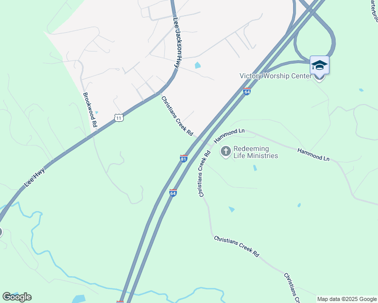 map of restaurants, bars, coffee shops, grocery stores, and more near Interstate 64 in Augusta County