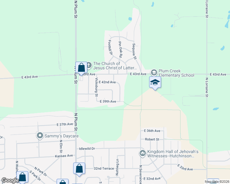 map of restaurants, bars, coffee shops, grocery stores, and more near 4000 Hampton in Hutchinson