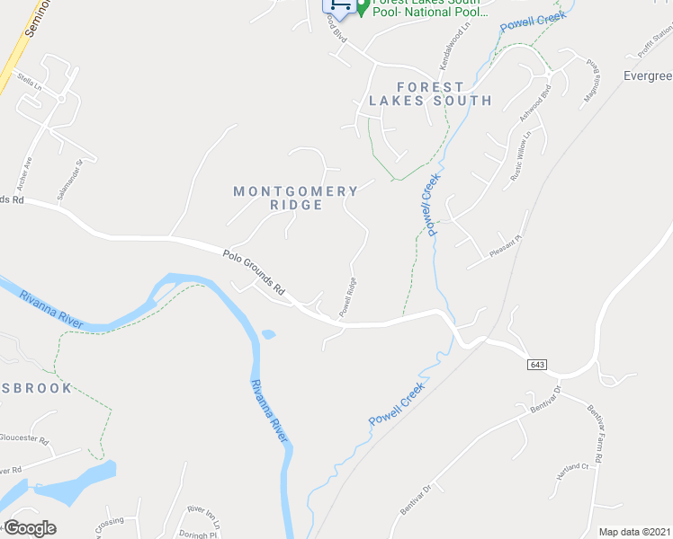 map of restaurants, bars, coffee shops, grocery stores, and more near 2306 Powell Ridge in Charlottesville