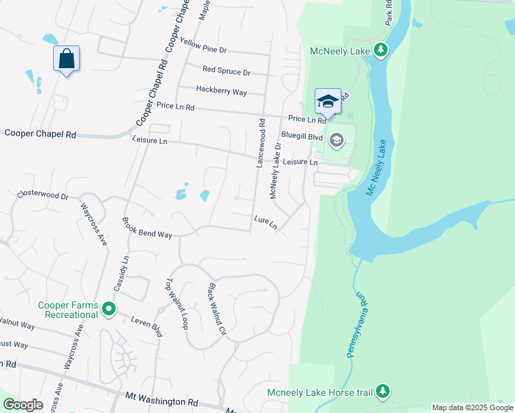 map of restaurants, bars, coffee shops, grocery stores, and more near 10102 McNeely Lake Drive in Louisville