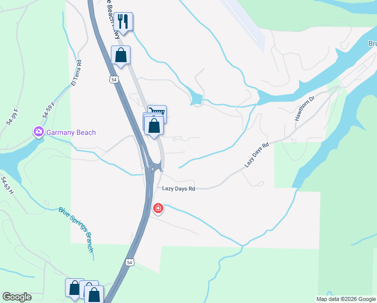 map of restaurants, bars, coffee shops, grocery stores, and more near 954-964 Commercial Lane in Osage Beach