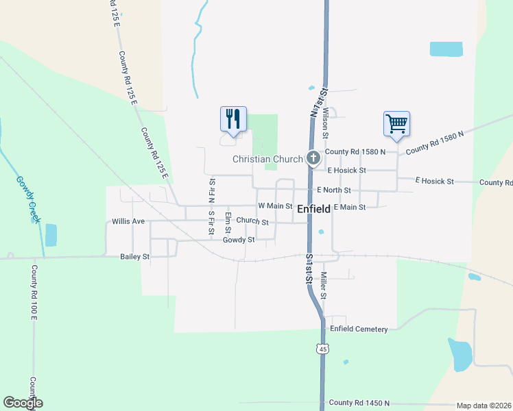 map of restaurants, bars, coffee shops, grocery stores, and more near 100 North Jennette Street in Enfield