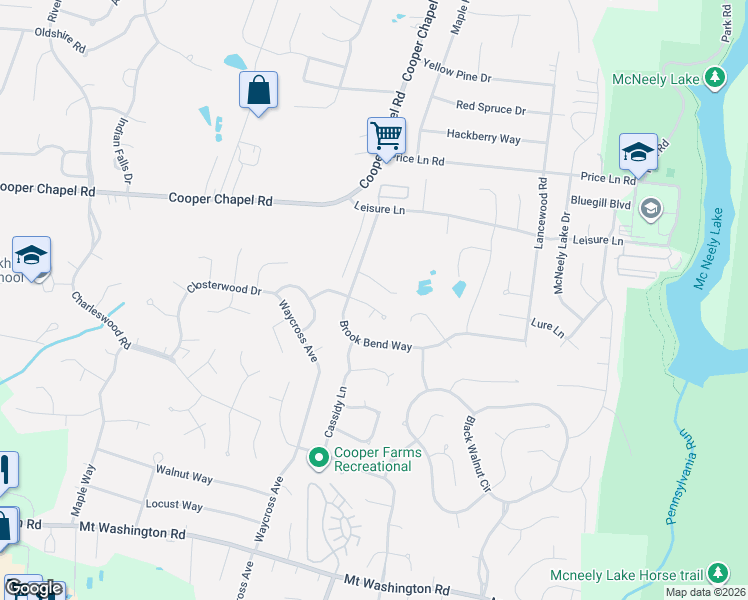 map of restaurants, bars, coffee shops, grocery stores, and more near 11106 Meadow Chase Court in Louisville