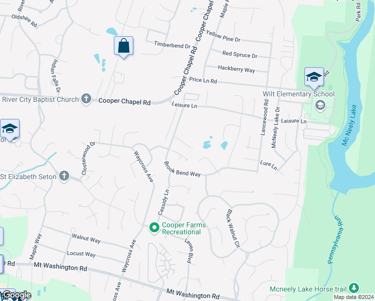 map of restaurants, bars, coffee shops, grocery stores, and more near 11116 Meadow Chase Court in Louisville