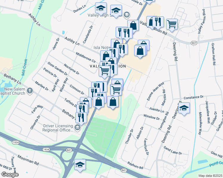 map of restaurants, bars, coffee shops, grocery stores, and more near 10615 Dixie Highway in Louisville