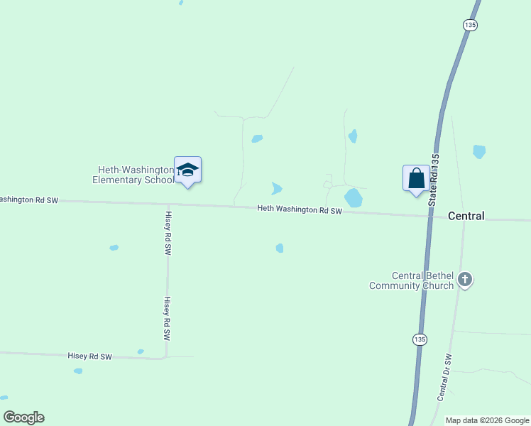 map of restaurants, bars, coffee shops, grocery stores, and more near 2175 Heth Washington Road Southwest in Central