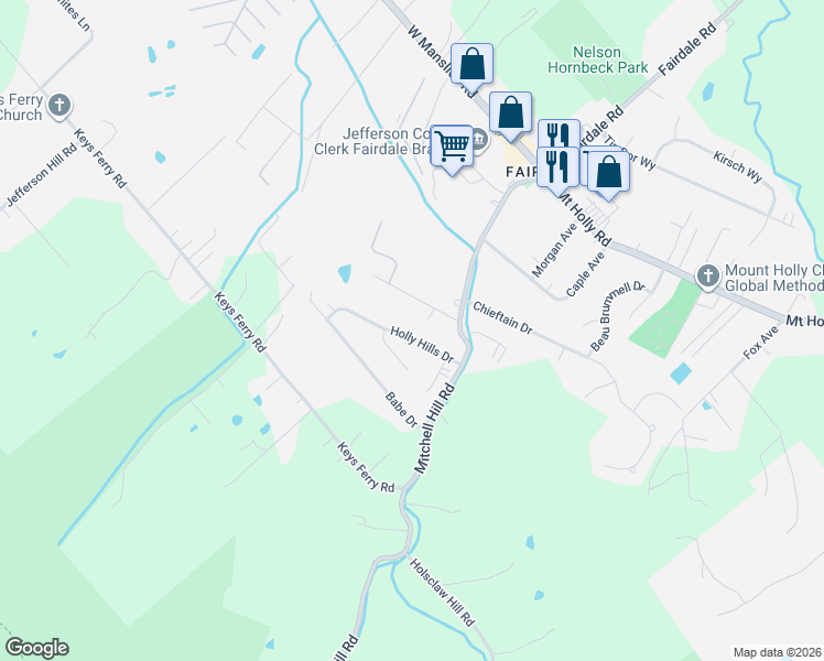 map of restaurants, bars, coffee shops, grocery stores, and more near 209 Holly Hills Drive in Louisville