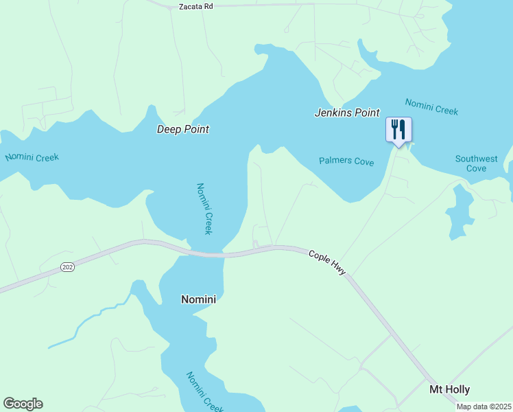 map of restaurants, bars, coffee shops, grocery stores, and more near 3673 Cople Highway in Montross