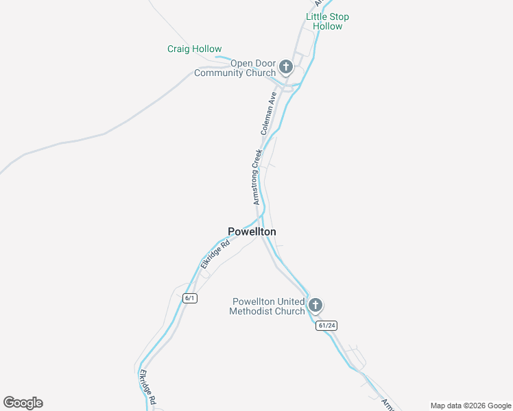 map of restaurants, bars, coffee shops, grocery stores, and more near 3700 Armstrong Creek Road in Powellton