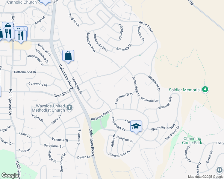 map of restaurants, bars, coffee shops, grocery stores, and more near 344 Devonshire Court in Vallejo