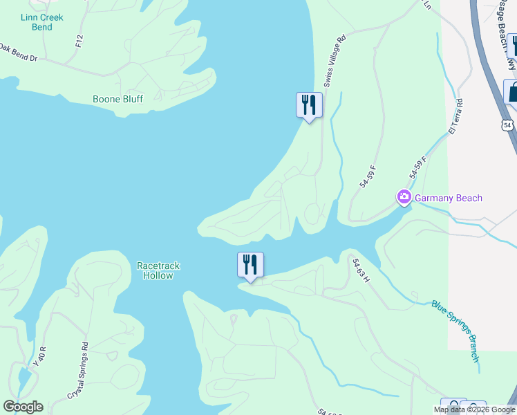 map of restaurants, bars, coffee shops, grocery stores, and more near Robyn Point in Osage Beach