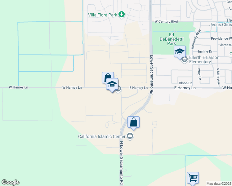map of restaurants, bars, coffee shops, grocery stores, and more near 13451 North Extension Road in Lodi