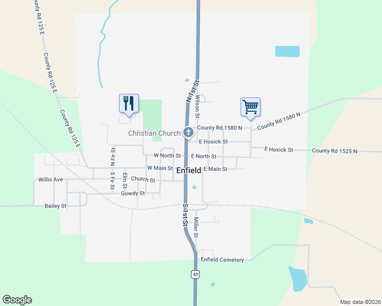 map of restaurants, bars, coffee shops, grocery stores, and more near in Enfield