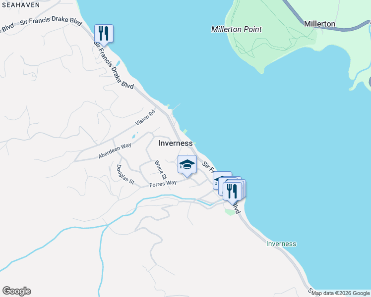 map of restaurants, bars, coffee shops, grocery stores, and more near 197 Edgemont Way in Inverness