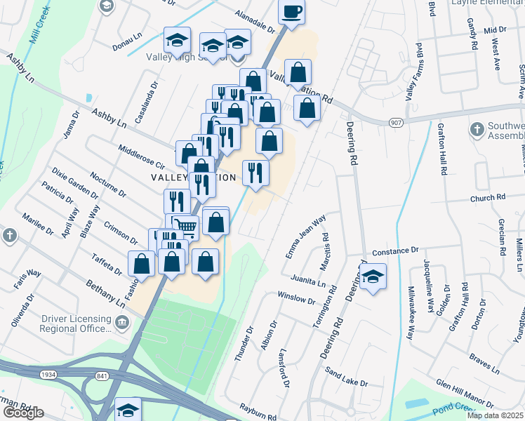 map of restaurants, bars, coffee shops, grocery stores, and more near 5620 Barrett Lane in Louisville