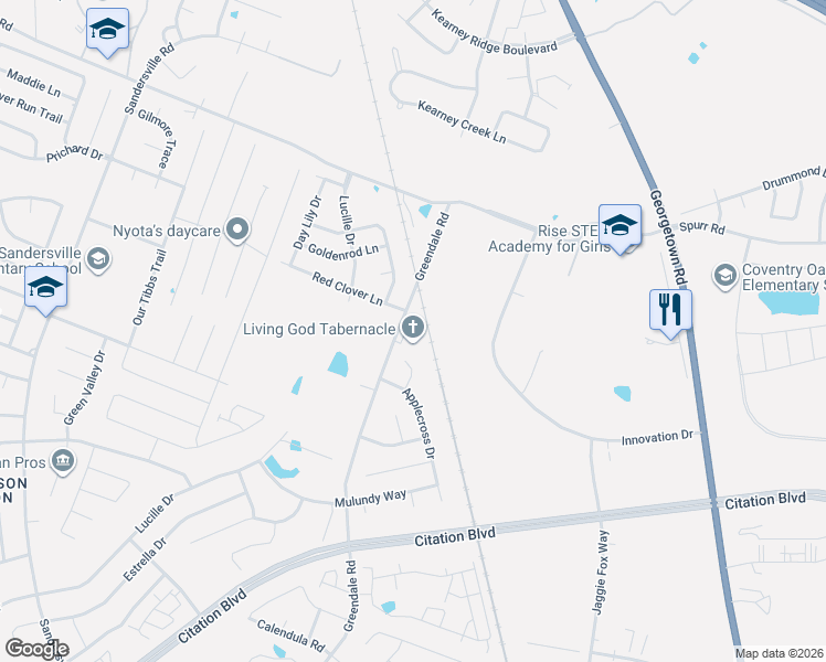 map of restaurants, bars, coffee shops, grocery stores, and more near 1460 Greendale Road in Lexington