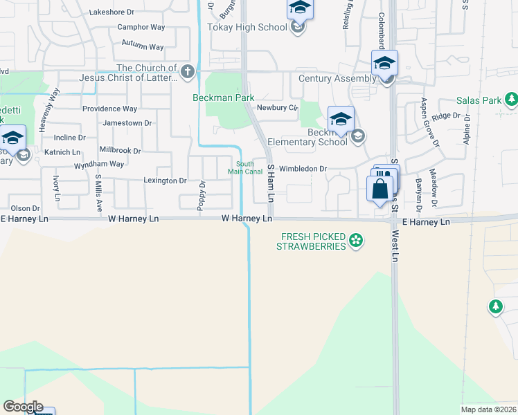 map of restaurants, bars, coffee shops, grocery stores, and more near 2463 Rockingham Circle in Lodi