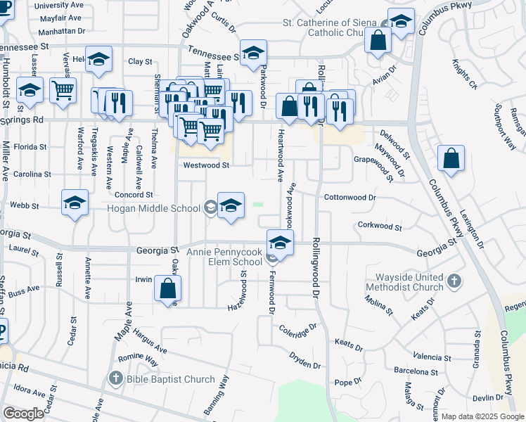 map of restaurants, bars, coffee shops, grocery stores, and more near 308 Lamont Court in Vallejo