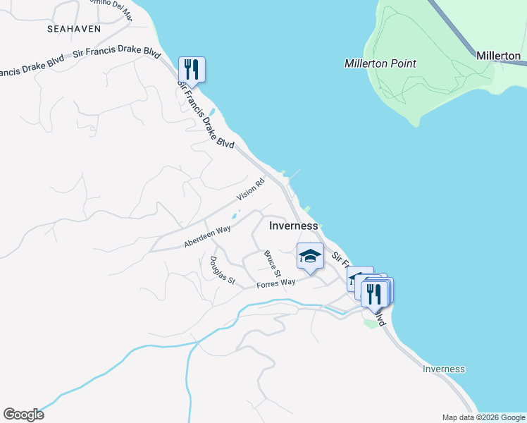 map of restaurants, bars, coffee shops, grocery stores, and more near 20 Callendar Way in Inverness