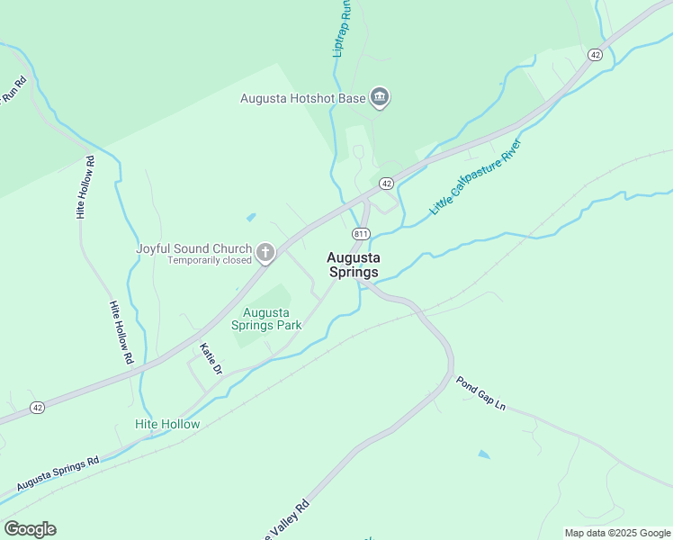 map of restaurants, bars, coffee shops, grocery stores, and more near 87 Augusta Springs Road in Craigsville