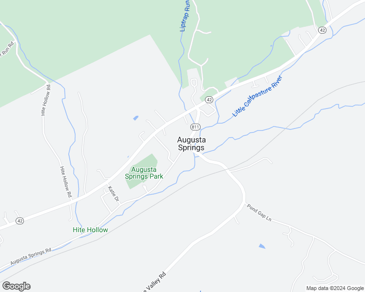 map of restaurants, bars, coffee shops, grocery stores, and more near 87 Augusta Springs Road in Craigsville