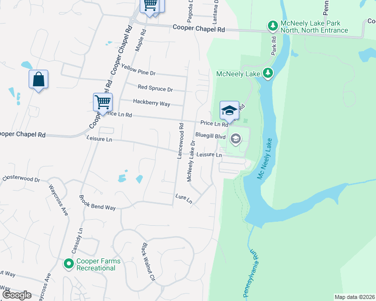 map of restaurants, bars, coffee shops, grocery stores, and more near 10003 Lancewood Road in Louisville
