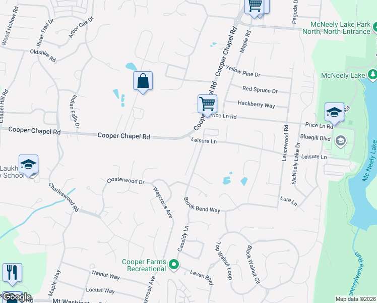 map of restaurants, bars, coffee shops, grocery stores, and more near 10200 Morrison Road in Louisville