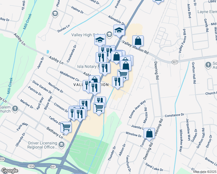 map of restaurants, bars, coffee shops, grocery stores, and more near 10513 Dixie Hwy in Louisville