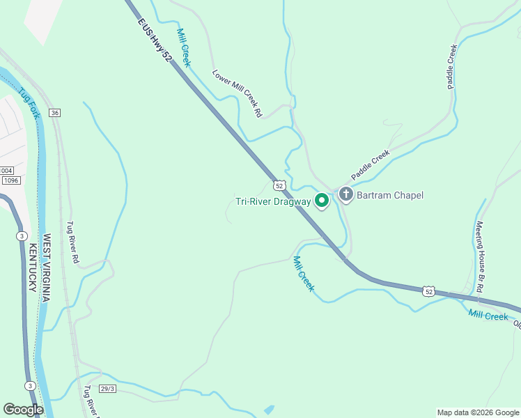 map of restaurants, bars, coffee shops, grocery stores, and more near Route 52 in Fort Gay