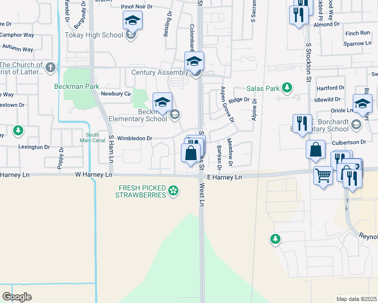 map of restaurants, bars, coffee shops, grocery stores, and more near 700 McCoy Court in Lodi