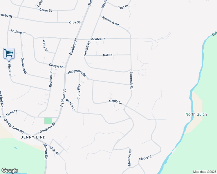 map of restaurants, bars, coffee shops, grocery stores, and more near 8351 Hedgepeth Road in Valley Springs