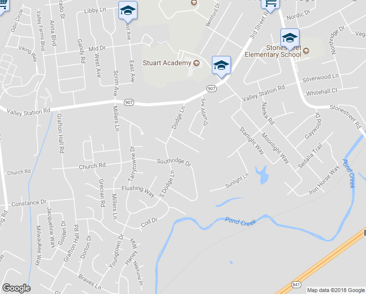 map of restaurants, bars, coffee shops, grocery stores, and more near 10230 Dodge Lane in Louisville