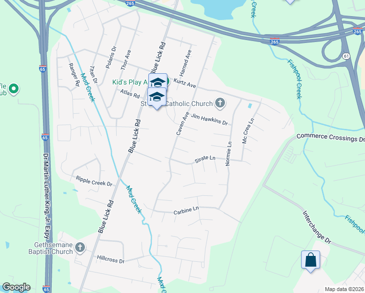 map of restaurants, bars, coffee shops, grocery stores, and more near 4104 Caven Court in Louisville