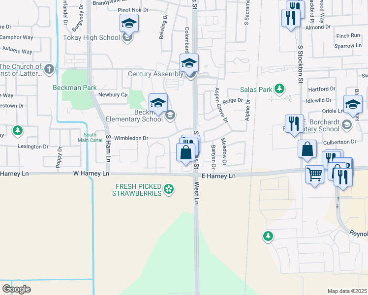 map of restaurants, bars, coffee shops, grocery stores, and more near 700 McCoy Court in Lodi